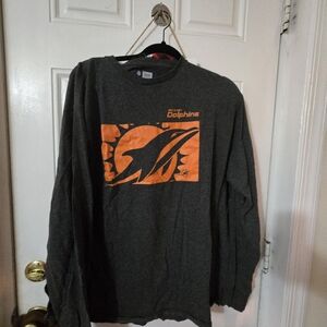 NFL Miami Dolphins Long Sleeve Shirt with Orange Dolphins Graphic